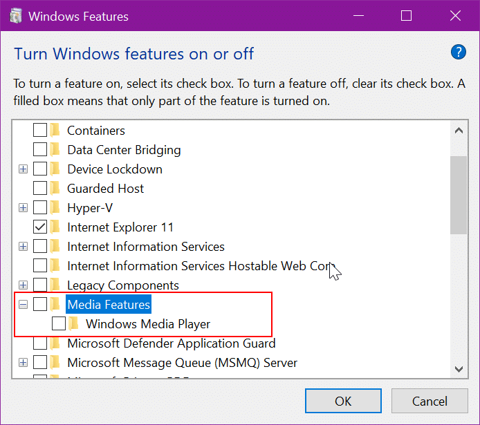 uninstall Windows Media Player in Windows 10 pic10