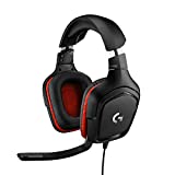 Image of Logitech G332 Wired Gaming Headset, 50 mm Audio Drivers, Rotating Leatherette Ear Cups, 3.5 mm Audio Jack, Flip-to-Mute Mic, Lightweight for PC, Mac, Xbox One, PS4, Nintendo Switch - Black/Red