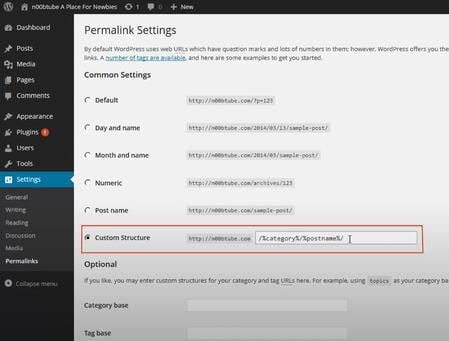 Permalink custom structure settings in WordPress