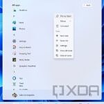 All apps list in Start menu in Windows 11