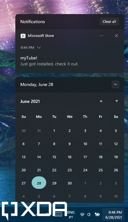 Calendar and notifications in Windows 11