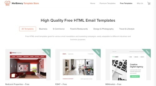 Home page of MailBakery Template Store