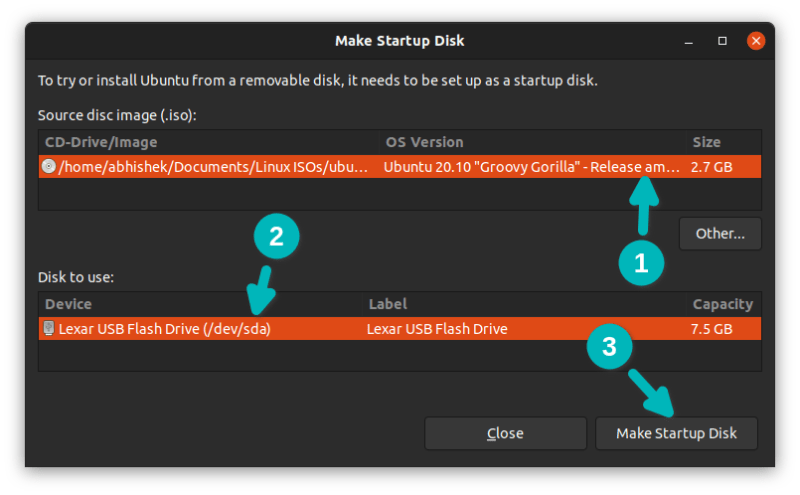 creating live usb ubuntu startup disk creator