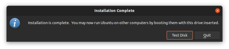 live usb created in ubuntu