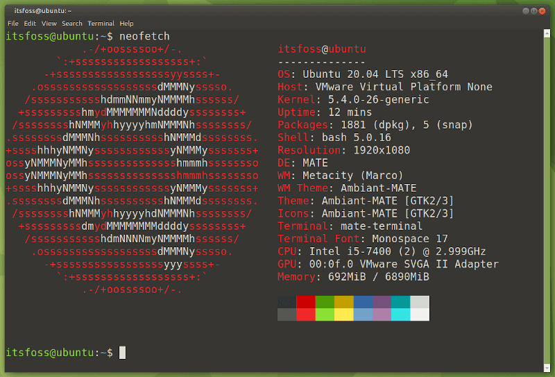 Ubuntu Mate Focal Neofetch