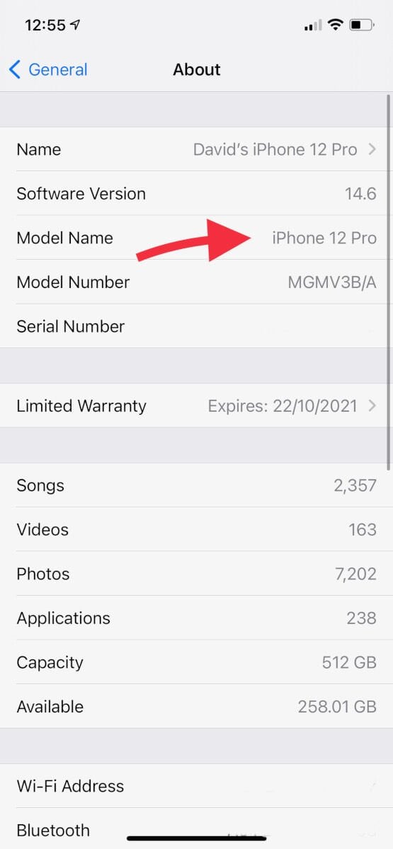 How to identify which iPhone you've got: Settings