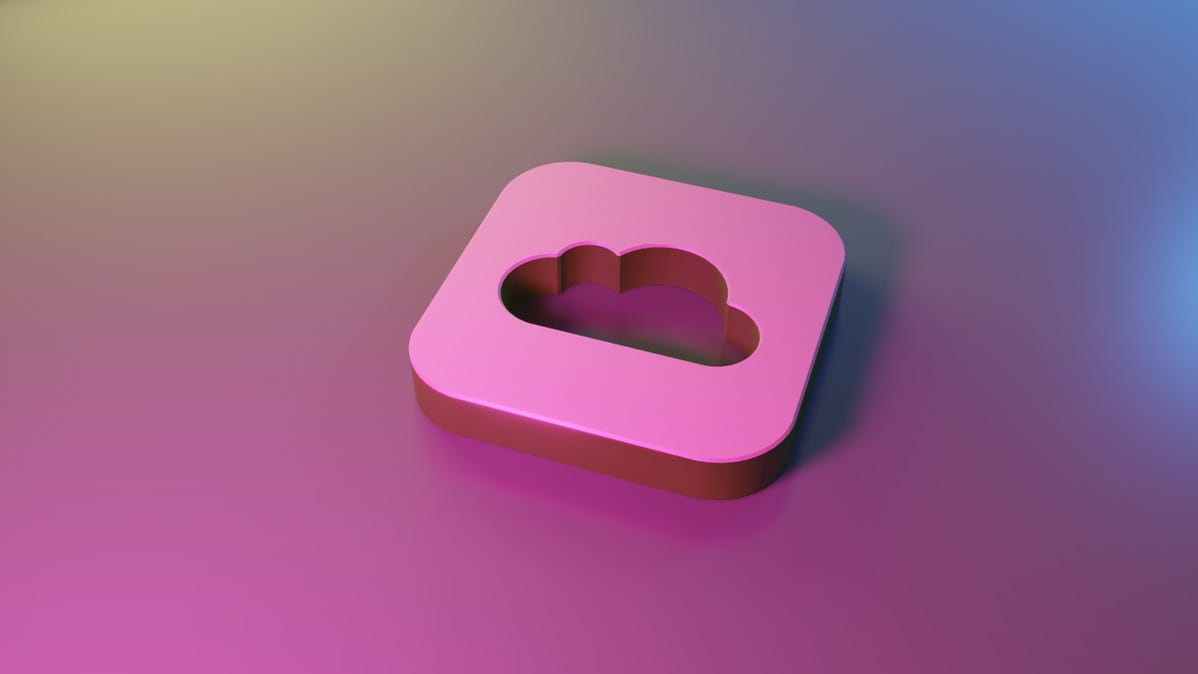 3D Apple iCloud logo on blue and violet surface