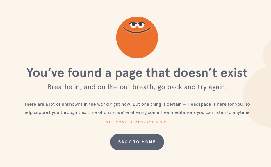 404 kukanganisa peji peji kubva kune webhusaiti headpace