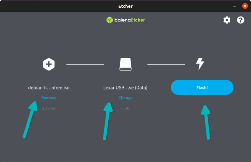 Creating Live Debian USB with Etcher