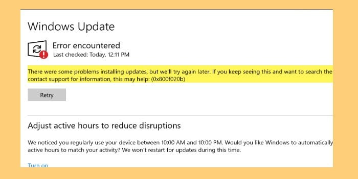 Bepalen Windows Updatefout 0x800f020b