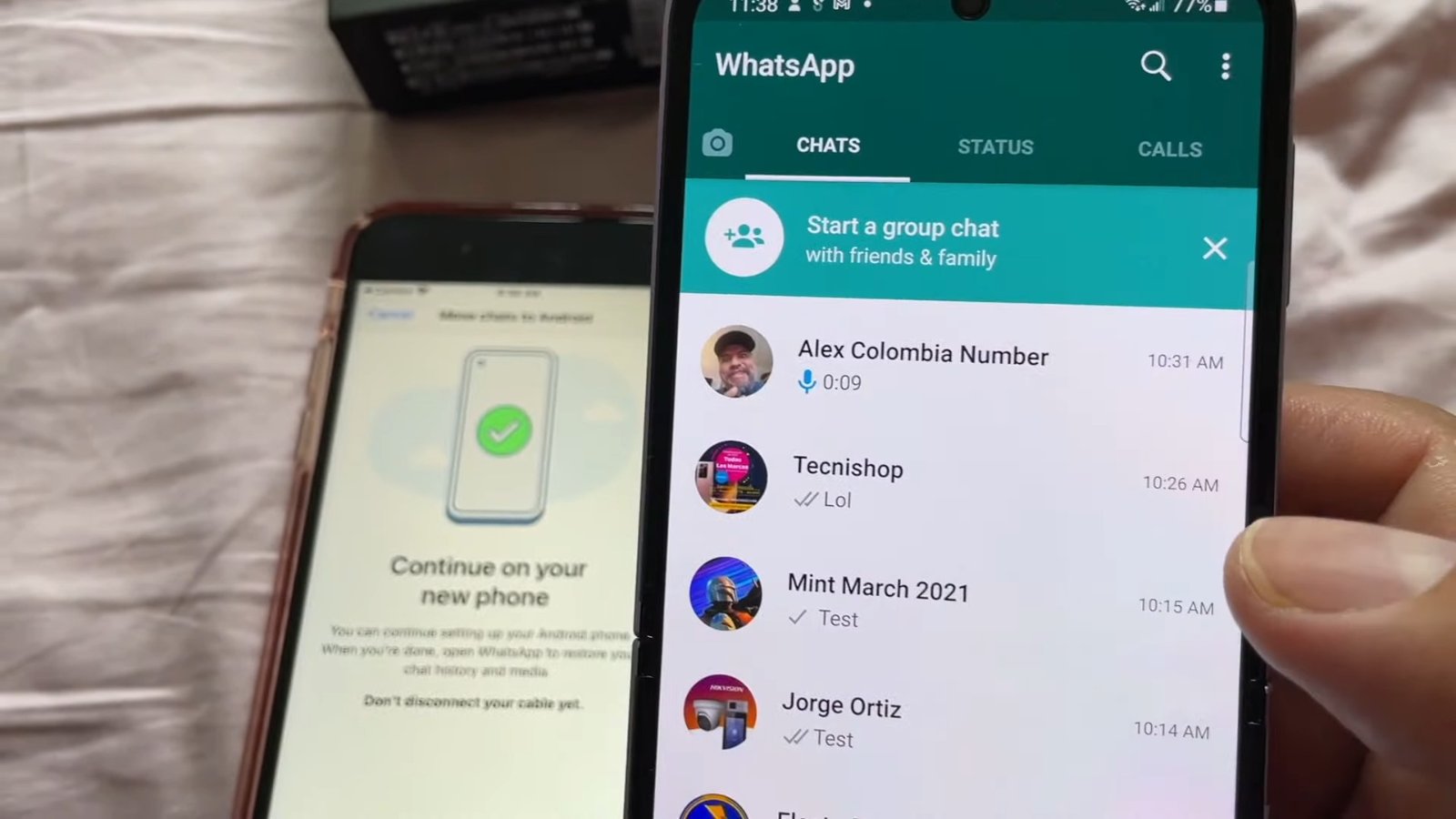 Prenesite klepete WhatsApp iz iPhone v Android