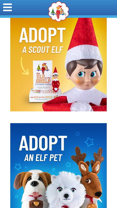 mobile website design: elf on the shelf homepage