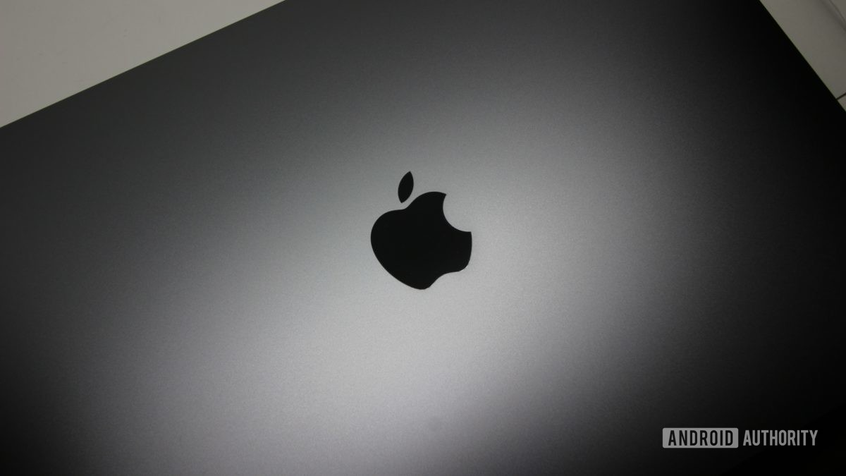 Apple MacBook Air M1 close up of logo