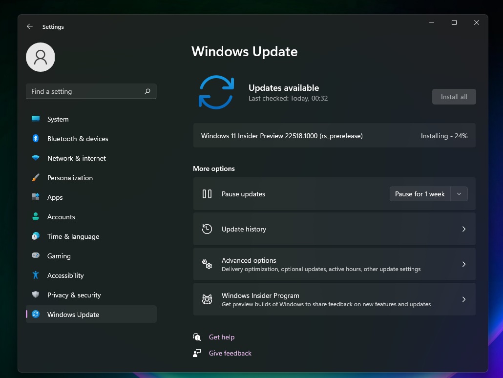 Windows 11 Build 22518 update