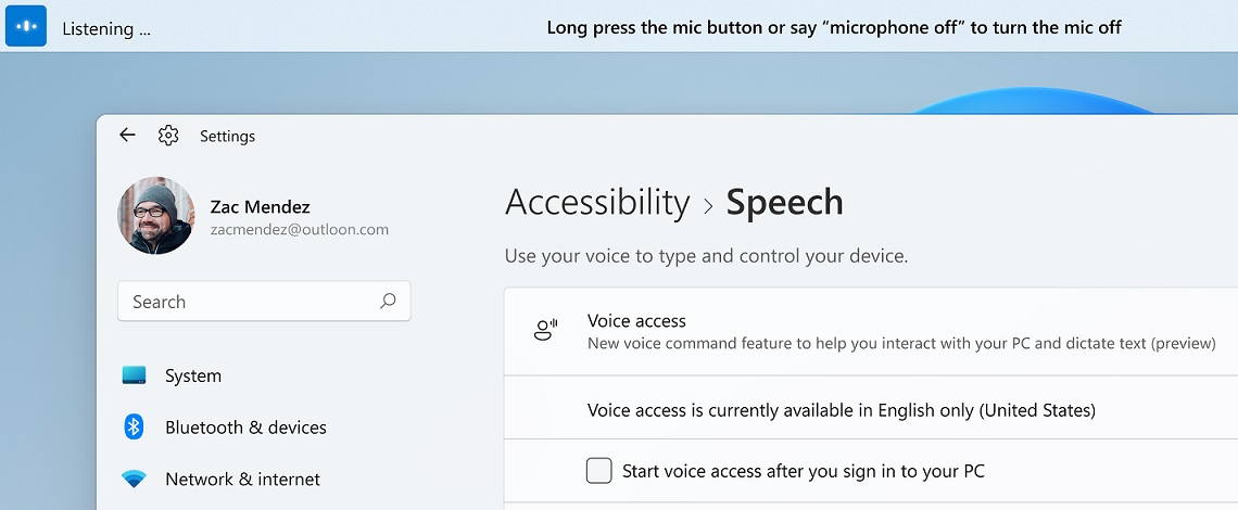 Windows 11 Voice Access