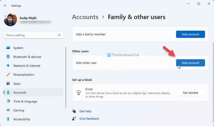 How to create new local account in Windows 11