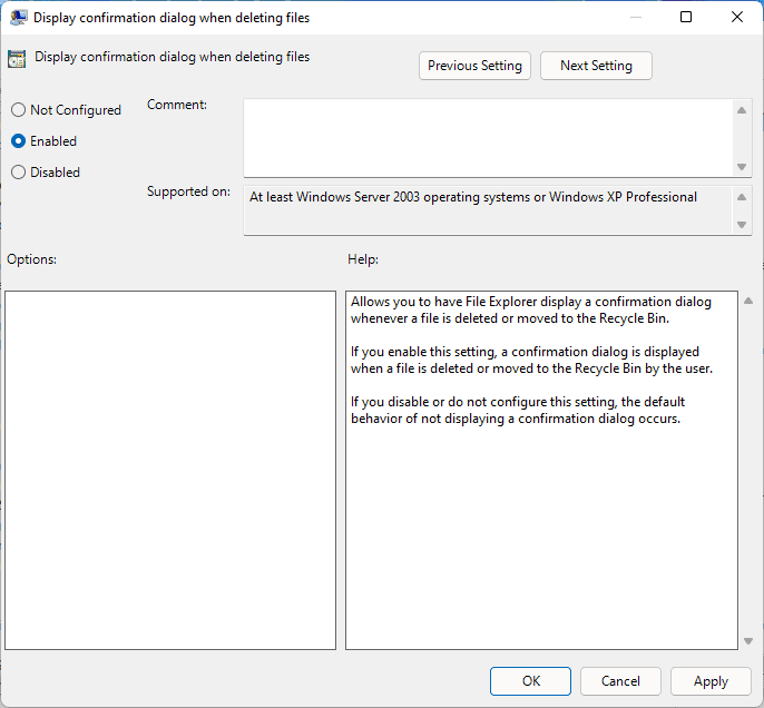 display confirmation dialog when deleting files
