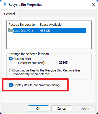 enable delete confirmation