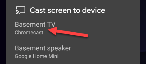 find the device to receive the screen mirroring