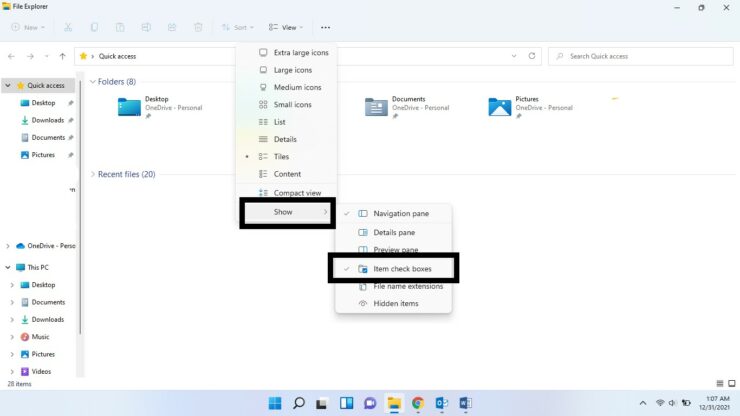 Disable Selection Checkboxes in File Explorer 