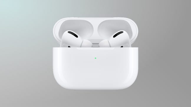 airpods pro on grey background