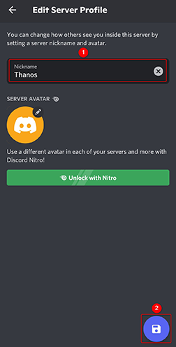 Change the nickname in Discord on mobile.