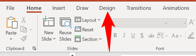 Choose the "Design" tab at the top.