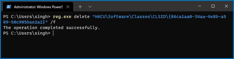 Windows terminal command to enable new right-click context menu in WIndows 11