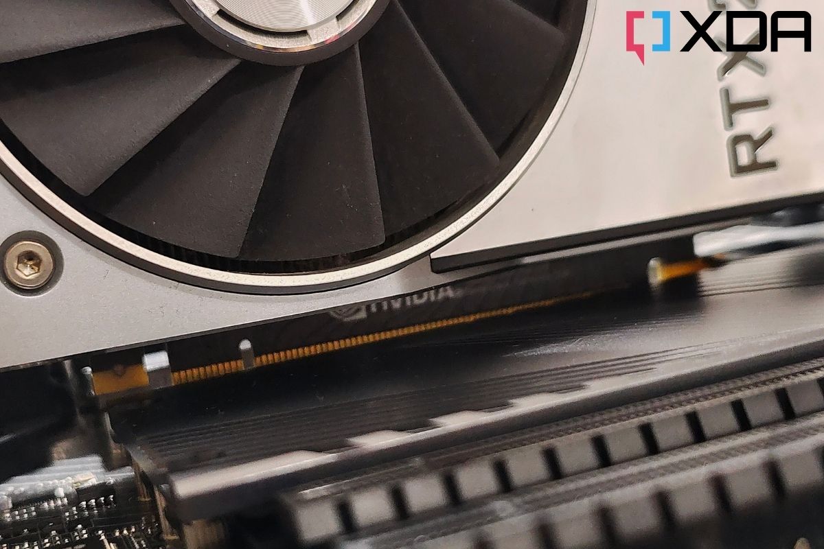 An RTX 2080 Super being installed on a motherboard