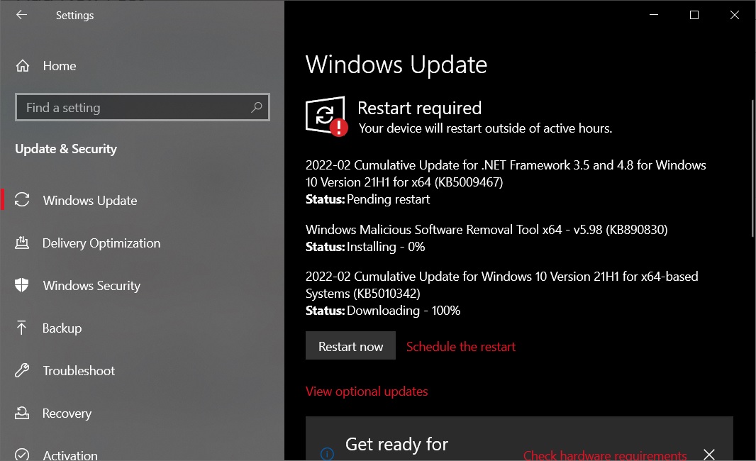 KB5010386 Windows Update
