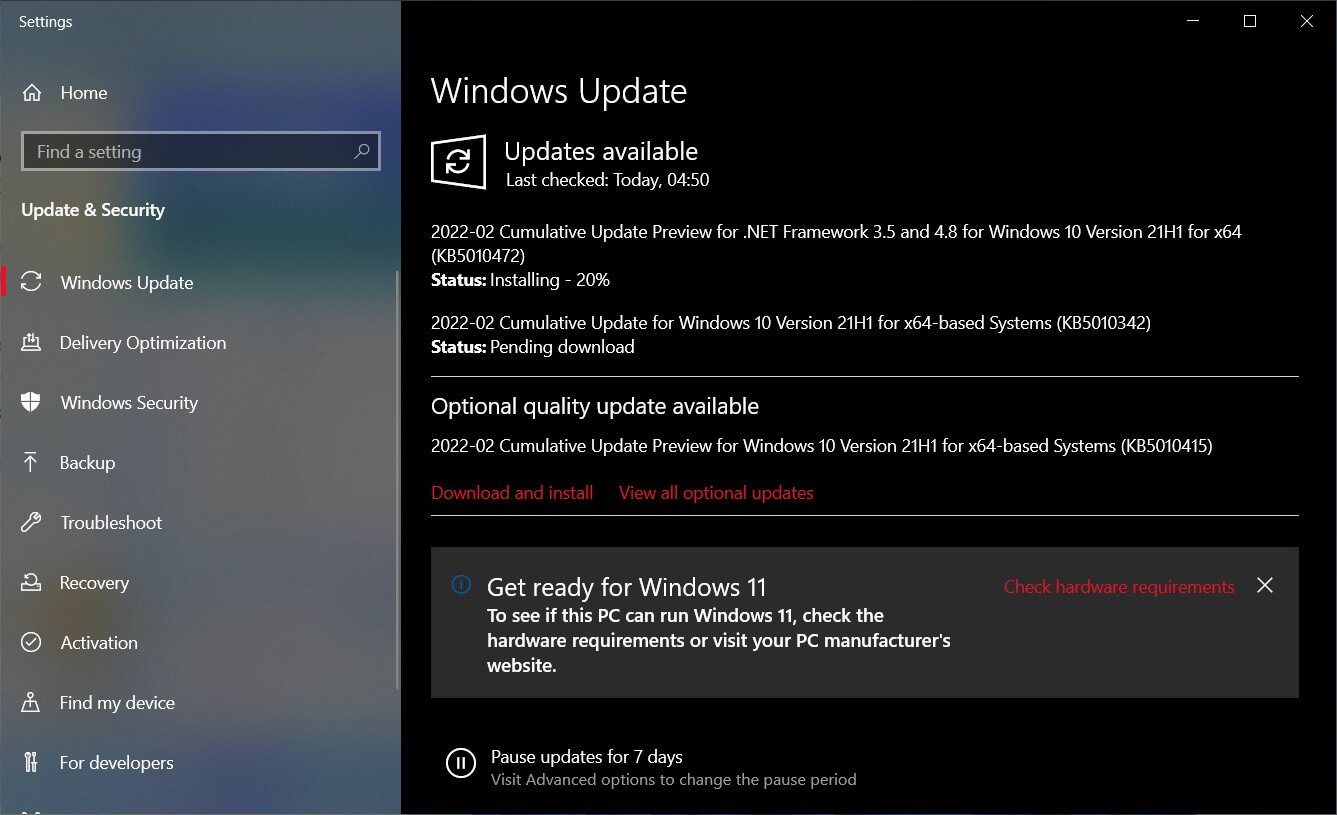 KB5010415 Windows Update