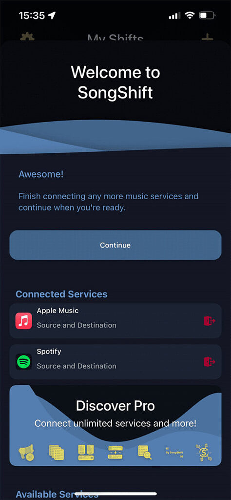 SongShift Spotify and Apple Music linked