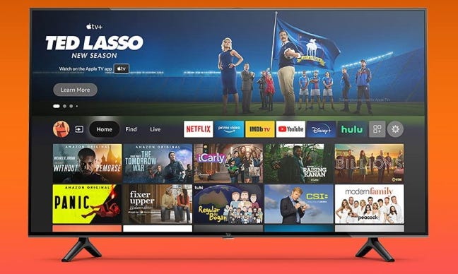 Amazon Fire TV 4 on orange background
