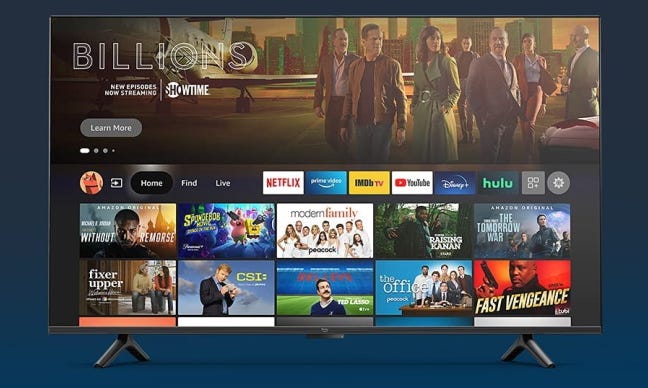 Amazon Fire TV Omni tv on blue background