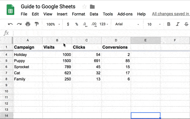 hack google sheets : créer des filtres