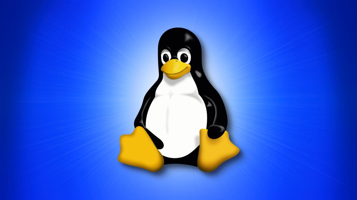 Tux the Linux mascot on a blue background