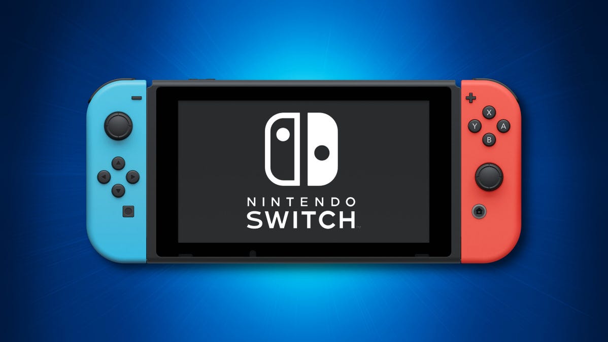 Nintendo Switch on a blue background