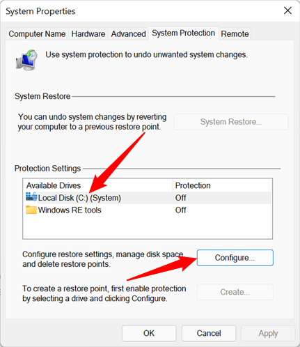 Select the drive you want, then click "Configure."