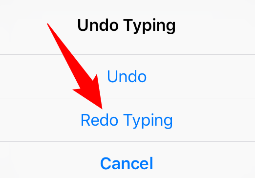 Select "Redo Typing" from the "Undo Typing" menu.