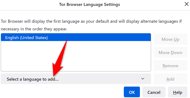 Click "Select a Language to Add."