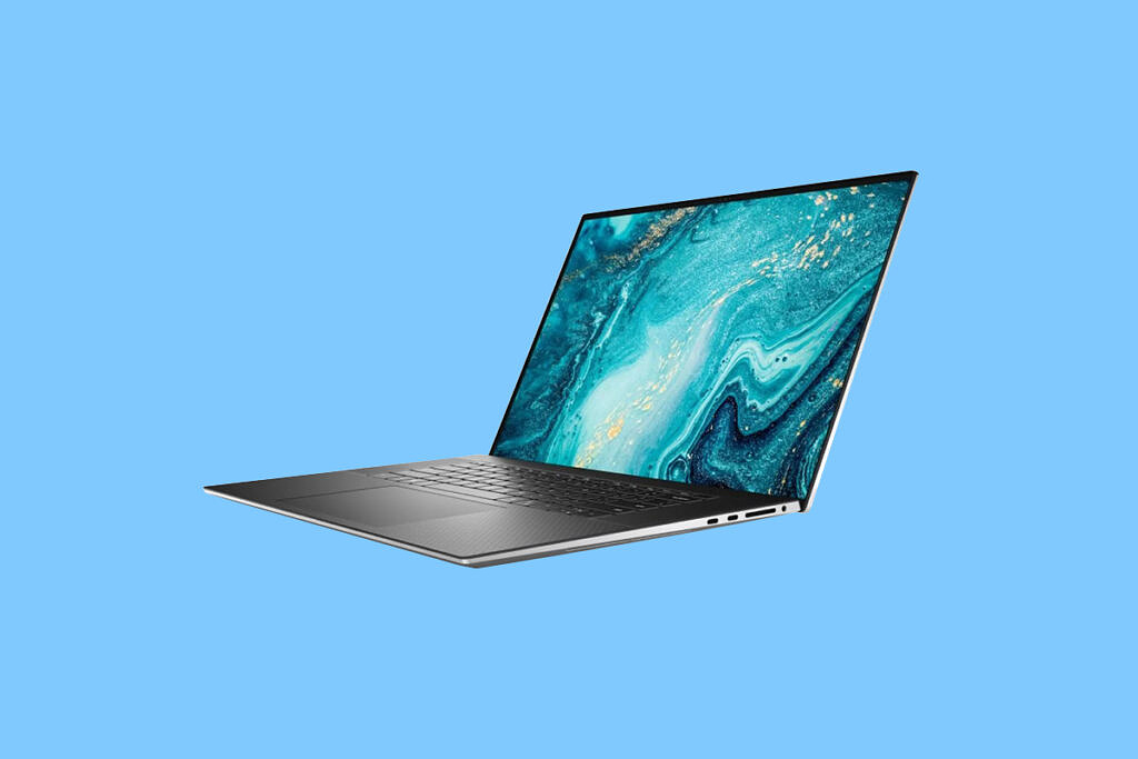 dell xps 17 9710 on blue background