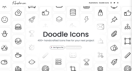 Screenshot of Doodle Icons page from Khushmeen web site.