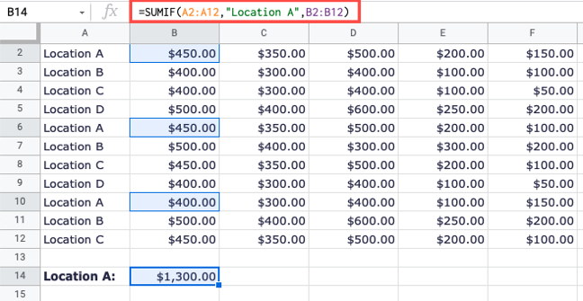 SUMIF in Google Sheets using text criteria