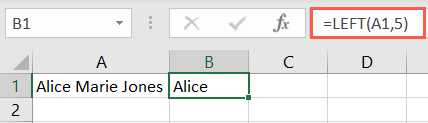 LEFT function in Excel