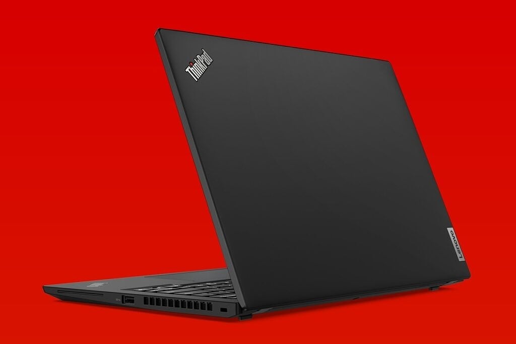 Lenovo ThinkPad X13 Gen 3 seen from the back at a left angle