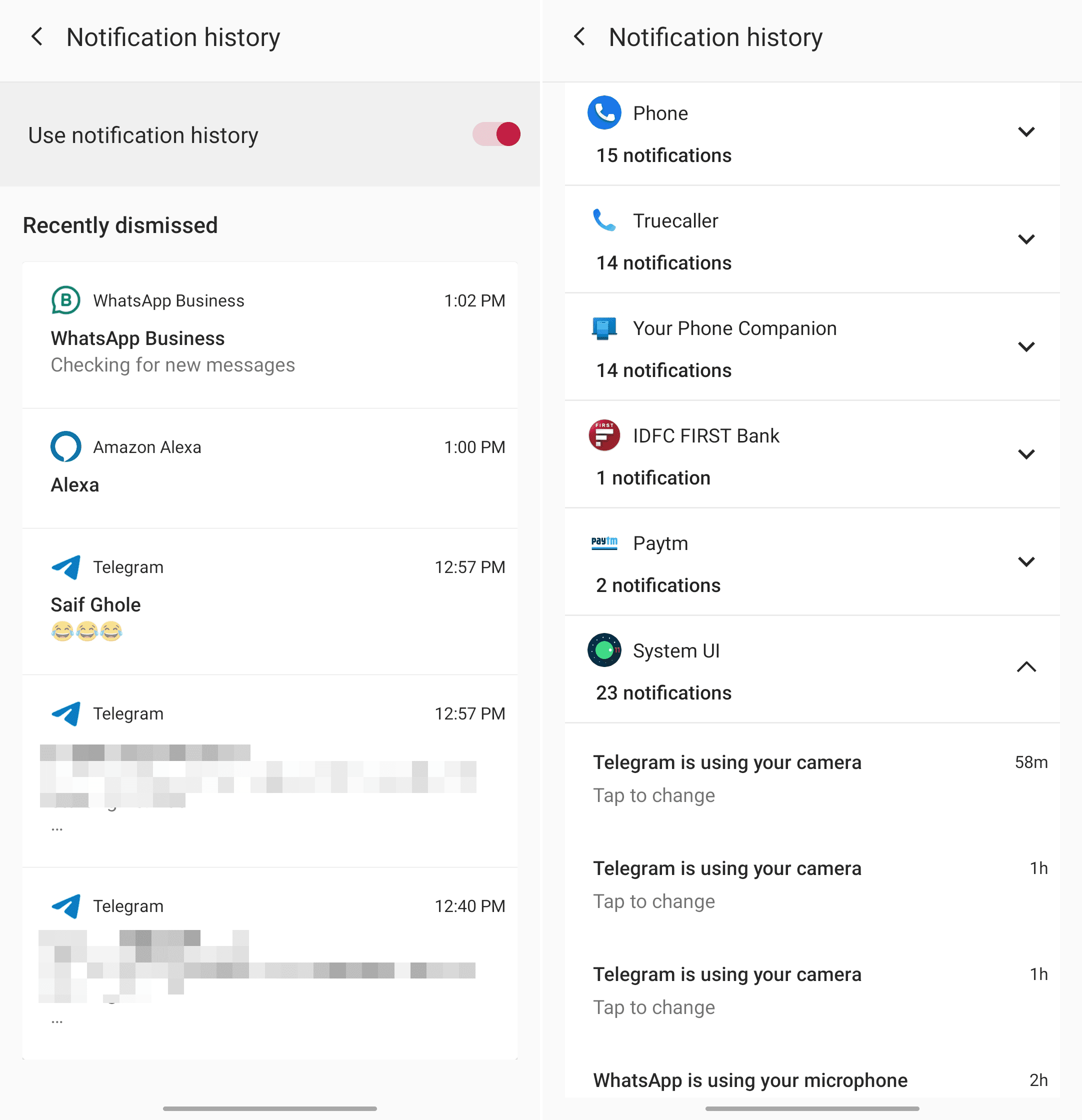 Notification History in Android - list all notifications received in past 24 hours