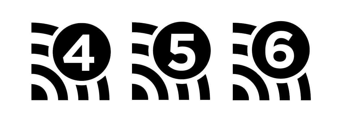 Examples of the Wi-Fi generation logos.