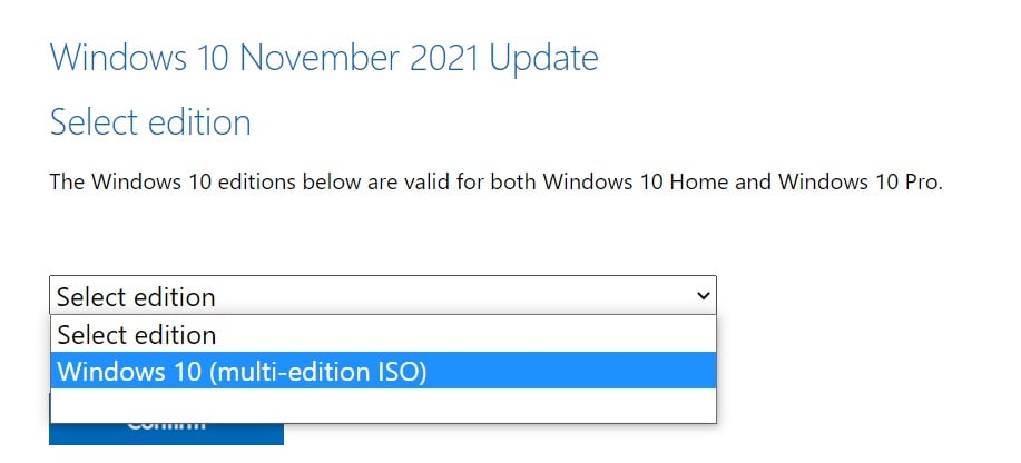 Windows 10 November 2021 Update ISO