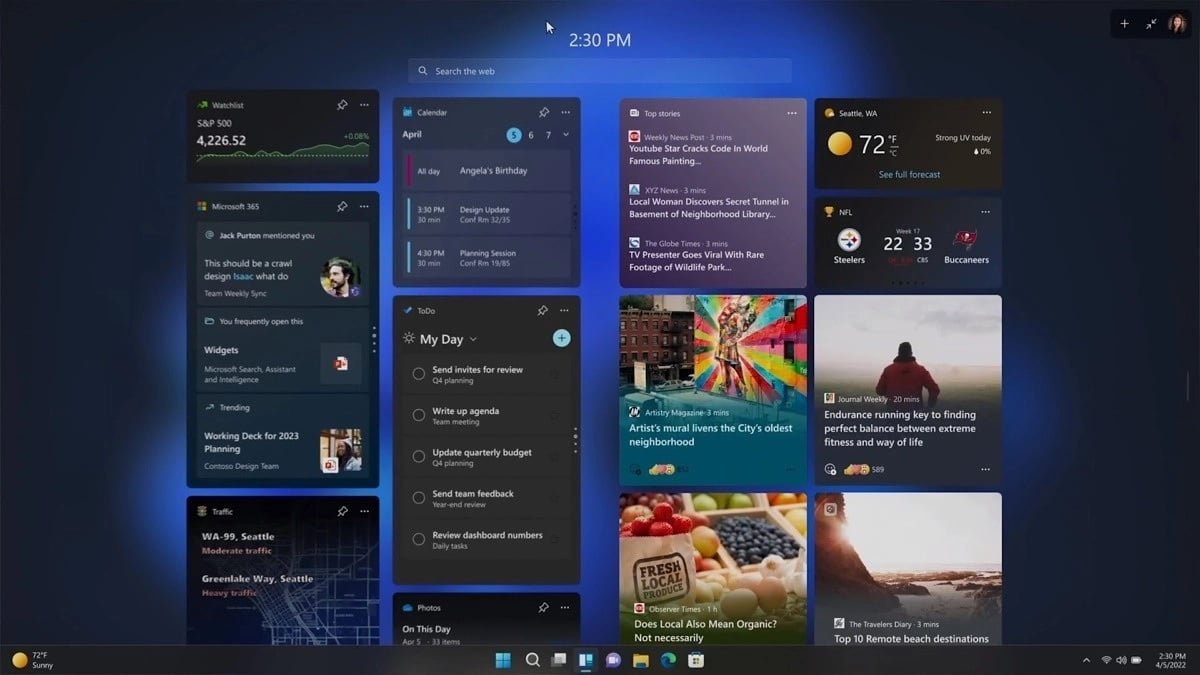 Windows 11 full screen widgets