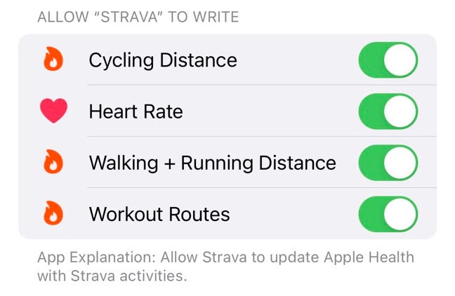 Allow Strava access to Apple Health